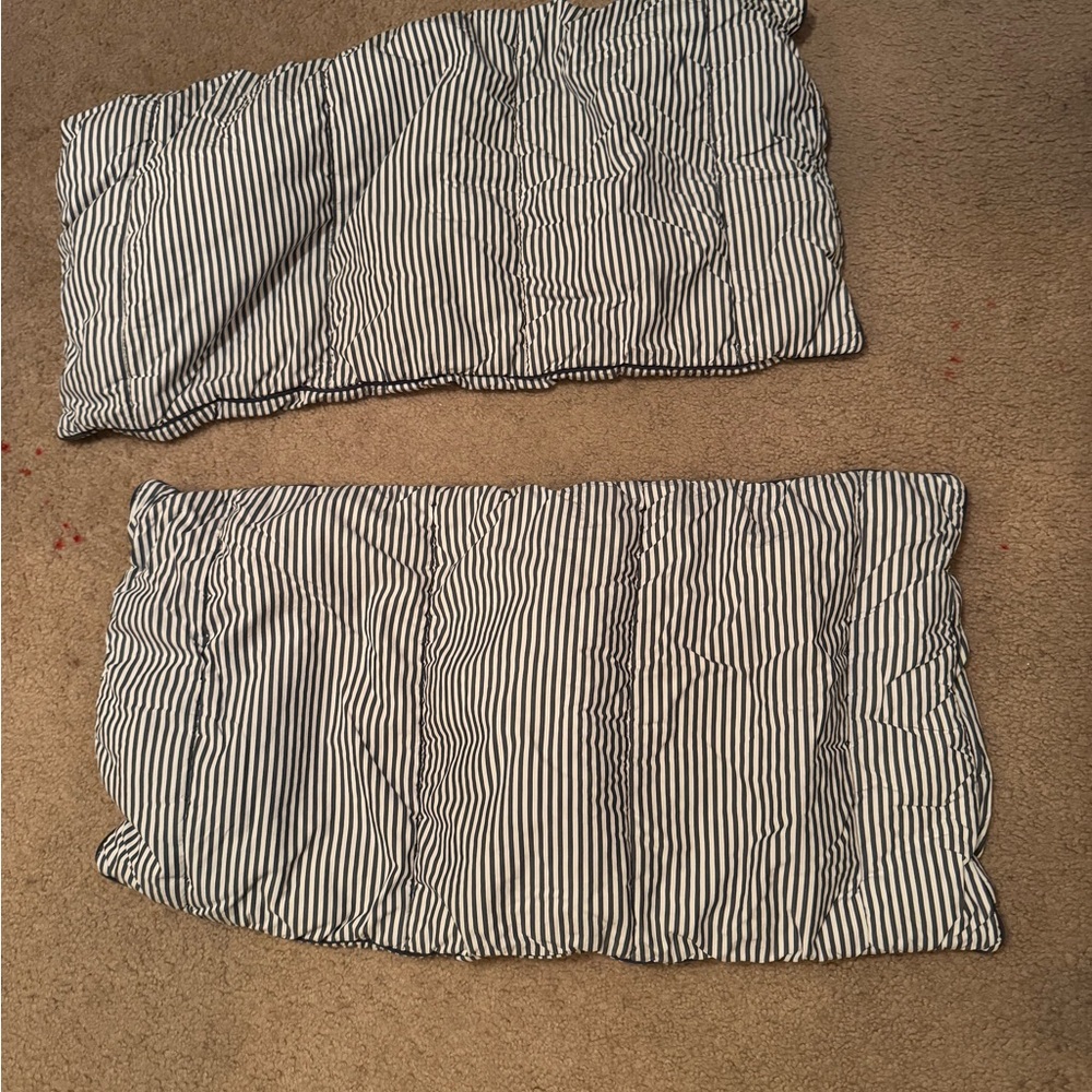 Blue and white stripe fluffy pillow cases